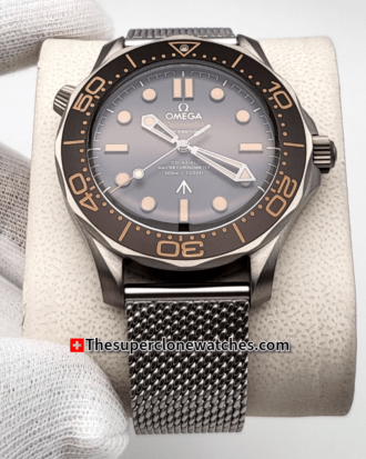 Omega Seamaster Diver 300M James Bond 007 Edition No Time to Die Titanium On Titanium Brown Dial Exact 1:1 Super Clone 8806 Swiss Movement Replica Watch