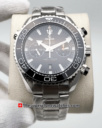 Omega Seamaster Planet Ocean 600M Chronograph Steel On Steel Black Dial Exact 1:1 Super Clone 9900 Swiss Movement Replica Watch