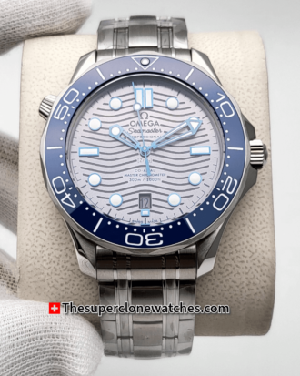 Omega Seamaster Diver 300M Steel On Steel Grey Dial Exact 1:1 Super Clone 8800 Swiss Movement Replica Watch