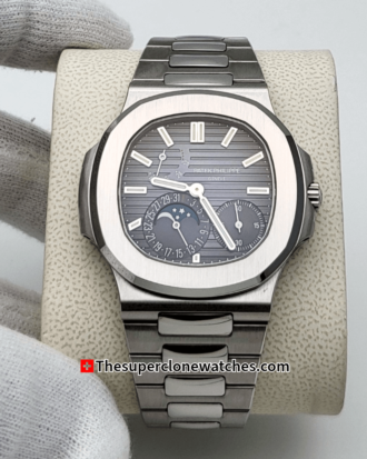 Patek Philippe Nautilus Moon Phase Power Reserve 57121A-001 Black-Blue Dial Exact (4)