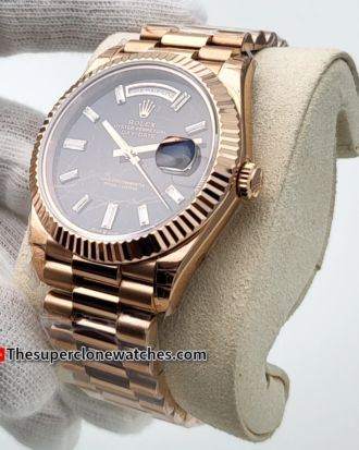 Rolex Day-Date Everose Gold Eisenkiesel with Diamonds Set Dial Exact 1:1 Super Clone 3255 Swiss Movement Replica Watch Ref-228235