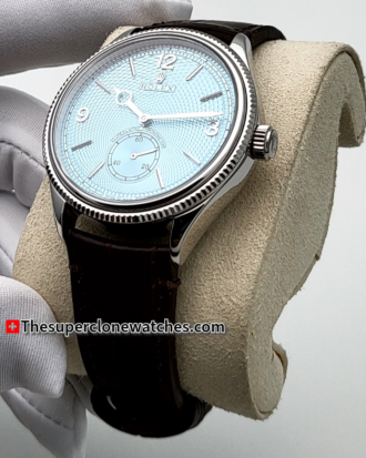 Rolex 1908 Platinum Ice Blue Dial Alligator Strap Exact 1:1 Super Clone 7140 Swiss Movement Replica Watch Ref-52506