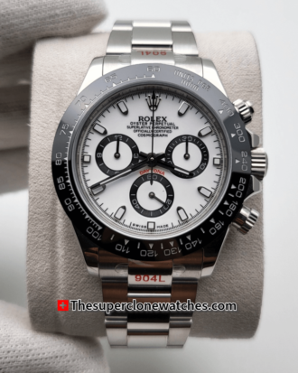 Rolex Cosmograph Daytona Panda White Dial Exact 1:1 Super Clone 4130 Swiss Movement Replica Watch Ref-116500LN