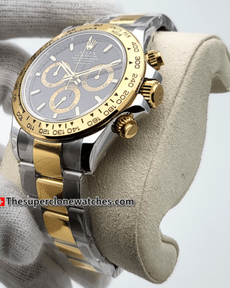 Rolex Cosmograph Daytona Yellow Rolesor Black Dial Exact 1:1 Super Clone 4131 Swiss Movement Replica Watch Ref-126503