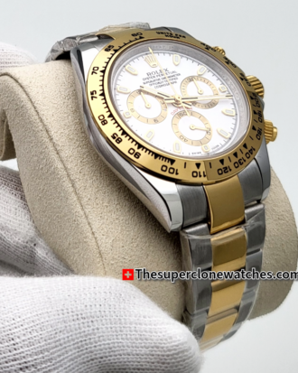 Rolex Cosmograph Daytona Yellow Rolesor White Dial Exact 1:1 Super Clone 4130 Swiss Movement Replica Watch Ref-116503-0001