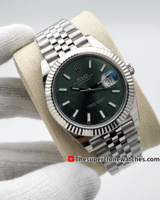 Rolex Datejust Oystersteel and White Gold Mint Green Dial Exact 1:1 Super Clone 3235 Swiss Movement Replica Watch