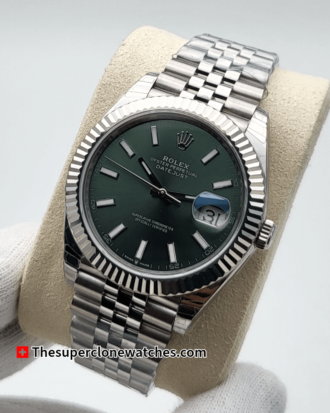 Rolex Datejust Oystersteel and White Gold Mint Green Dial Exact 1:1 Super Clone 3235 Swiss Movement Replica Watch