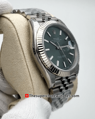 Rolex Datejust Oystersteel and White Gold Mint Green Dial Exact 1:1 Super Clone 3235 Swiss Movement Replica Watch