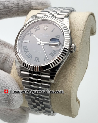 Rolex Datejust Oystersteel and White Gold Slate Dial Exact 1:1 Super Clone 3235 Swiss Movement Replica Watch Ref-126334