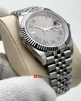 Rolex Datejust Oystersteel and White Gold Slate Dial Exact 1:1 Super Clone 3235 Swiss Movement Replica Watch Ref-126334