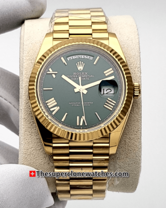 Rolex Day-Date 18kt Yellow Gold Green Dial 40mm Exact (2)