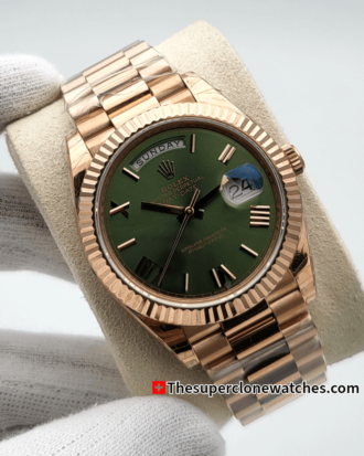 Rolex Day-Date Everose Gold Olive Green Dial Exact (8)