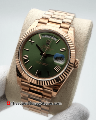 Rolex Day-Date Everose Gold Olive Green Dial Exact (8)