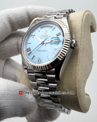 Rolex Day-Date Platinum Ice Blue Dial Exact (8)