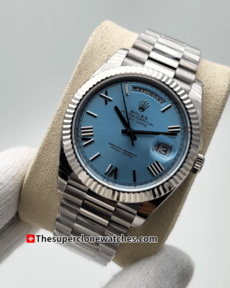 Rolex Day-Date Platinum Ice Blue Dial Exact (8)