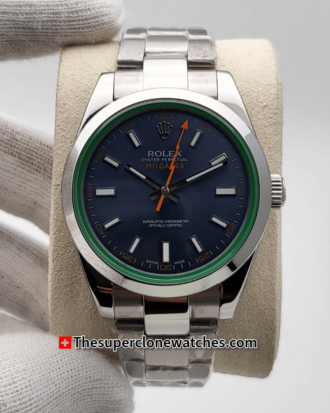 Rolex Milgauss Blue Dial Domed Bezel 40mm Exact 1:1 Super Clone 3131 Swiss Movement Replica Watch Ref-116400GV