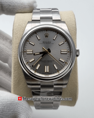 Rolex Oyster Perpetual Silver Dial Exact 1:1 Super Clone 3230 Swiss Movement Replica Watch Ref-124300