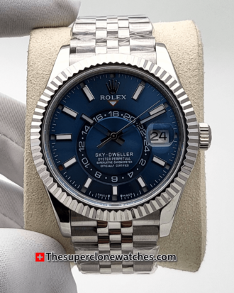 Rolex Sky-Dweller Oystersteel and White Gold Bright Blue Dial 42mm Jubilee Bracelet Exact (1)