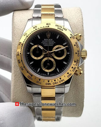 Rolex Cosmograph Daytona Yellow Rolesor Black Dial Exact 1:1 Super Clone 4131 Swiss Movement Replica Watch Ref-126503