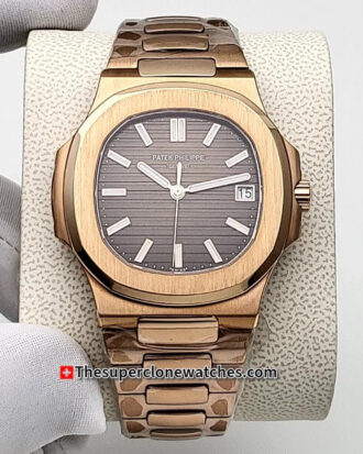 Patek Philippe Nautilus 18kt Rose Gold 5711/1R-001 Brown Dial Exact 1:1 Super Clone 324 S C Swiss Movement Replica Watch